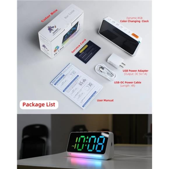 [RGB] Super Loud Alarm Clock for Bedroom, Heavy Sleepers, Adults | Dynamic RGB - Picture 3 of 5